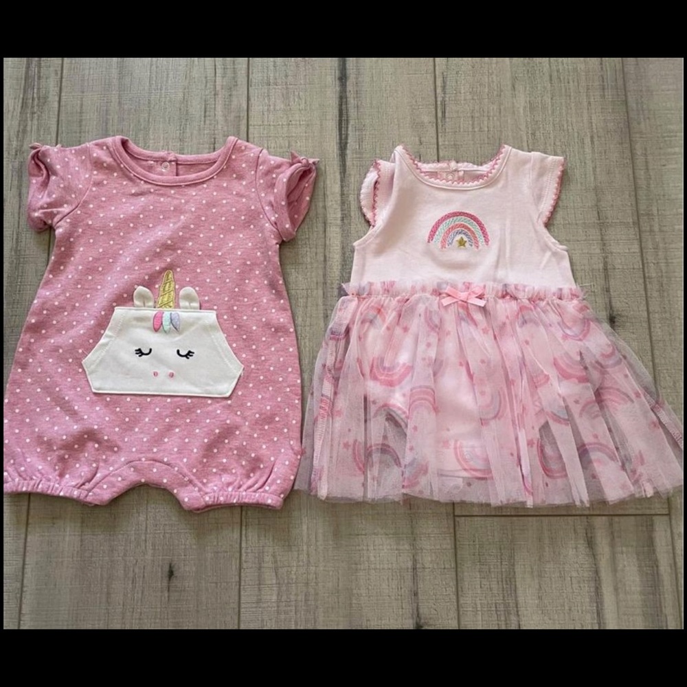 Baby girls’ 2-piece romper set - size 9 Months